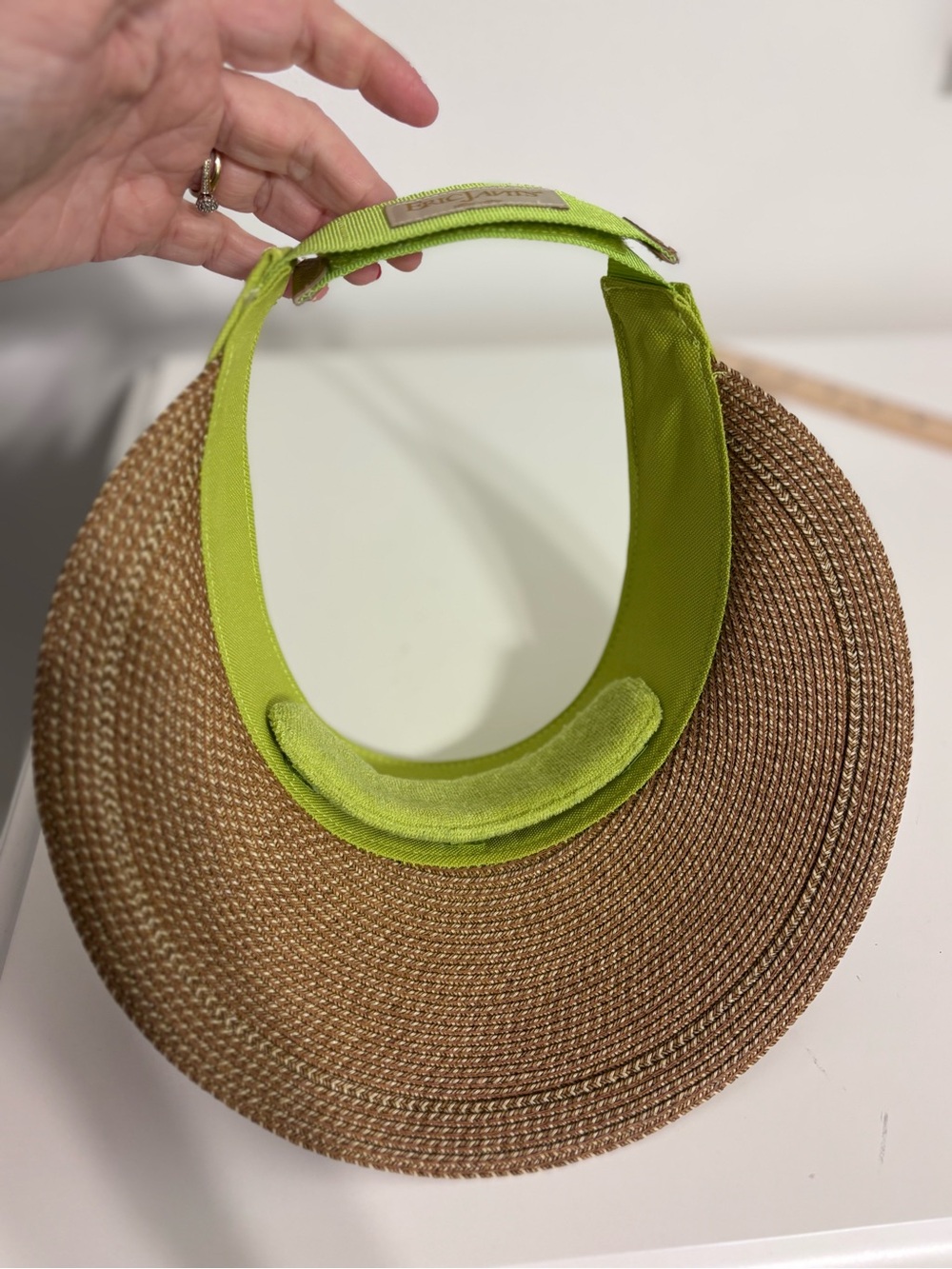 ERIC JAVITS NEW YORK CHAMP VISOR LIME GREEN Squishee UPF 50 Packable Sun Hat EUC - Picture 7 of 11